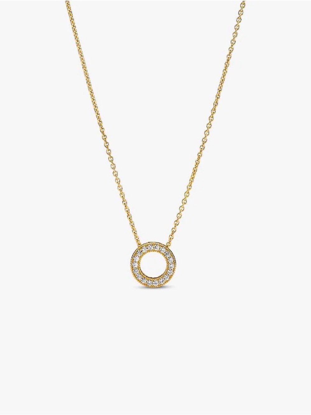 Pandora Gold Pavé Circle Pendant Necklace